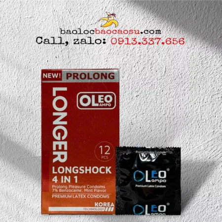 Bao cao su Oleo Lampo Long Shock 4in1 - Hộp 12 chiếc